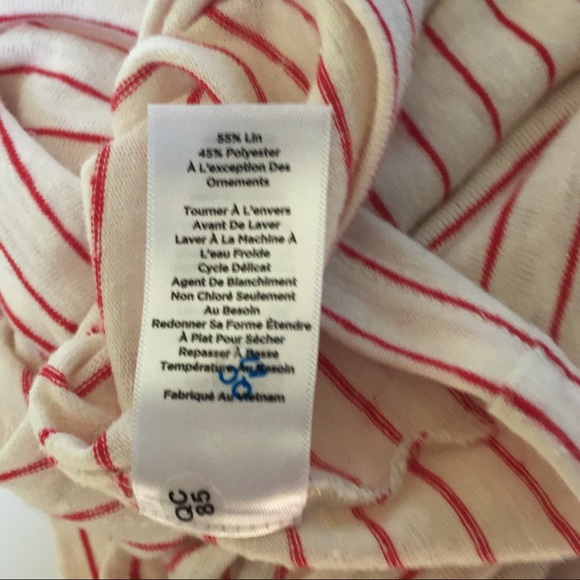 Talbots Lagoon Stripe Pom-Pom Trim Tee Sz.SmPetite - Picture 7 of 7